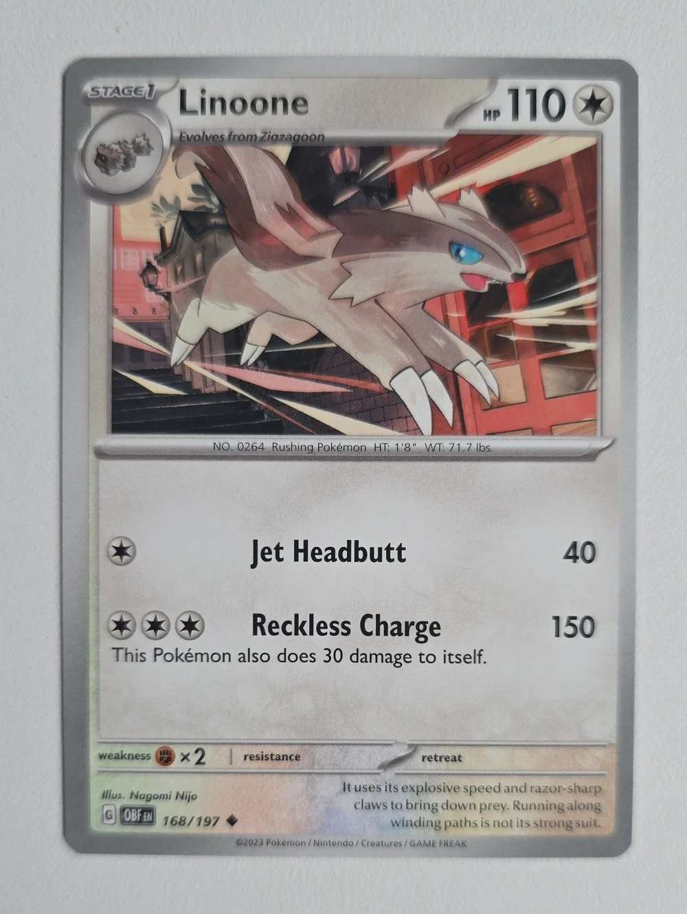 Pokemon Galarian Linoone And Zigzagoon Card